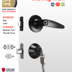Honeywell Straight Lever Combo MB (Two Lock One Key)