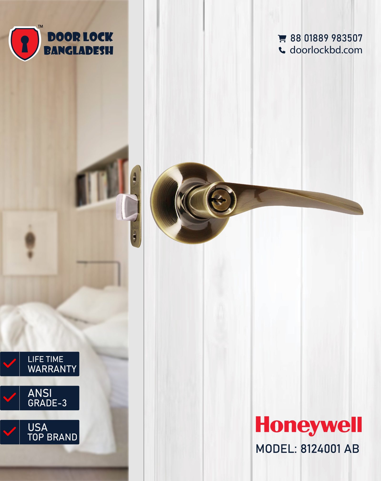 Honeywell Cromwell Lever with round rosette Entry AB 8124001