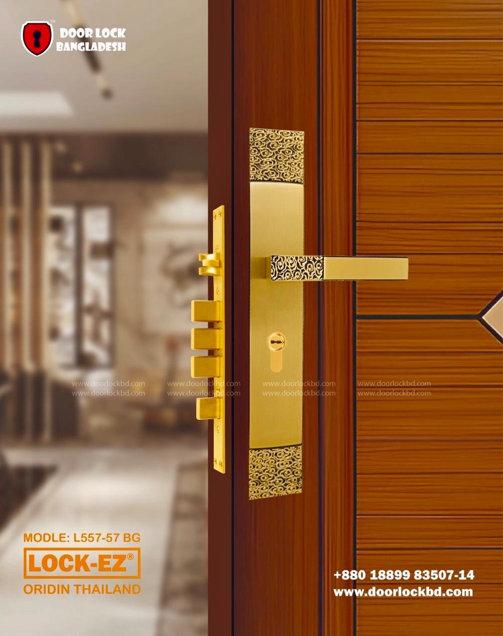 Lock-EZ Premium Brass Mortise Lock L557-57 BG