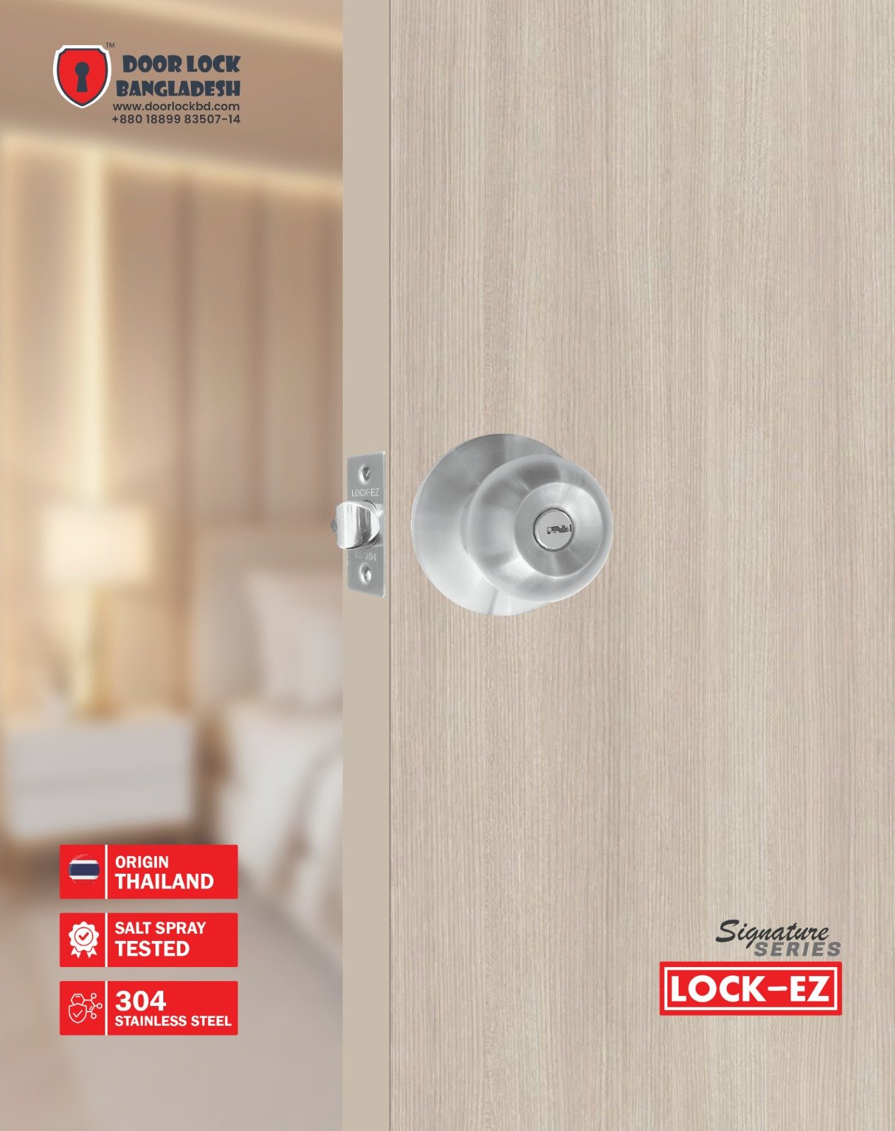 Lock EZ 5791 SS Round Door Lock
